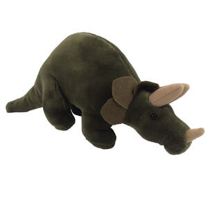 Vintage Charm Co Dinosaur Plush Green 15" Triceratops 1986 Stuffed Animal Toy